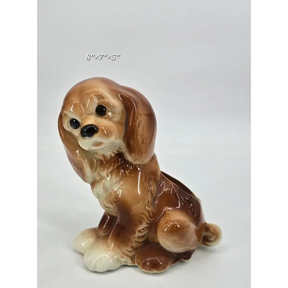 Vintage Royal Copley Cocker Spaniel Planter‎ Ceramic Dog Figurine MCM Kitschy